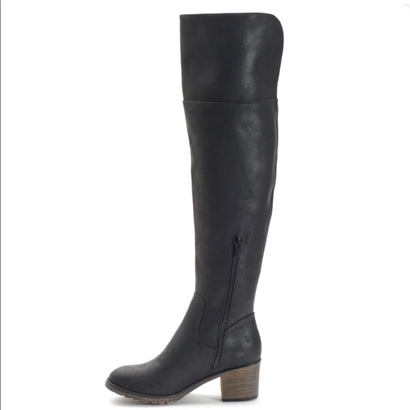 SO Sled Over The Knee Boots Black Faux Leather - Picture 3 of 8
